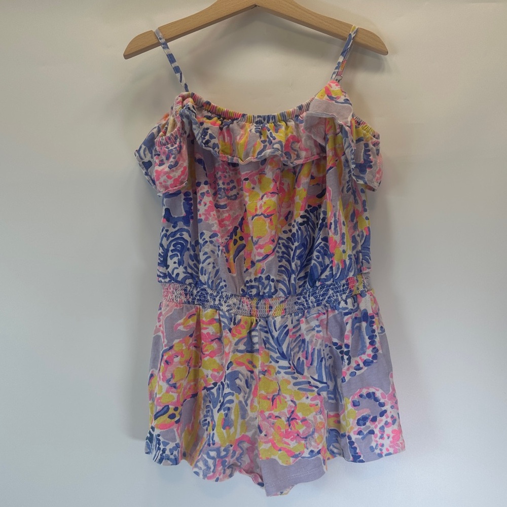 Lilly Pulitzer Girls M 6‎ - 7 Emoni Romper Lilac Verbena Tank + Off The Shoulder